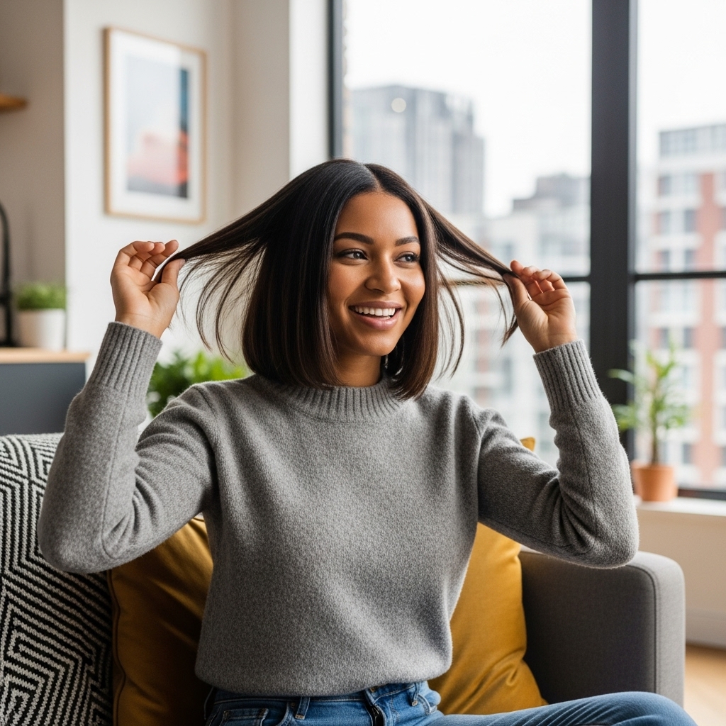 Cheveux afro sains, longs et brillants