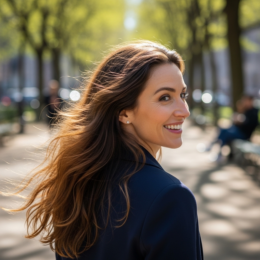 Femme épanouie avec une belle chevelure